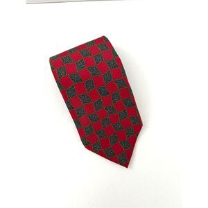 Giorgio Armani Cravatte Pure Silk Red Diamond Shapes Necktie